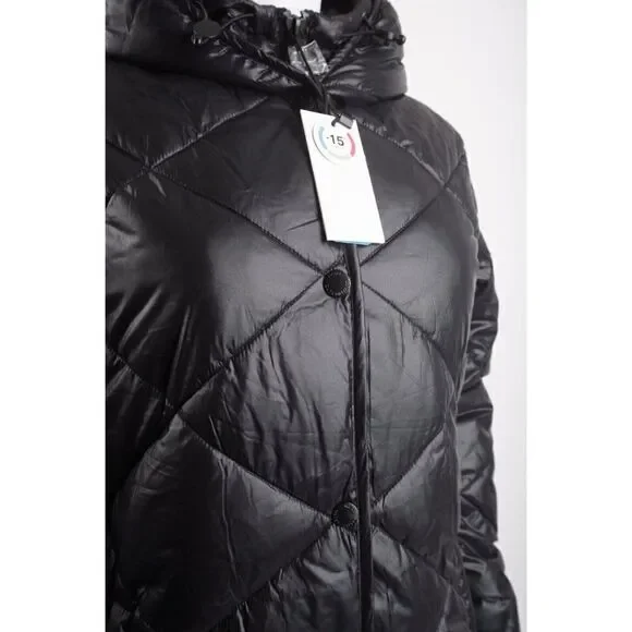 NOIZE Womens Amiyah Long Length Puffer Coat Jacket Black XS New NO BELT